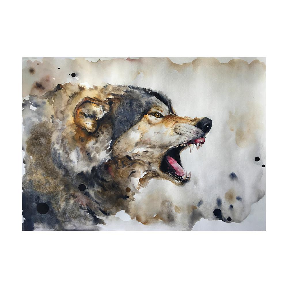 

Акварельный пейзаж дикой природы Канва Масляная живопись Принт Постер Абстрактный постер с волком Домашний настенный декор 20x30cm