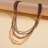 Multi-Layer Beaded Chain Necklace Black Silver Color Stacked Collarbone Chain  Women Gift
