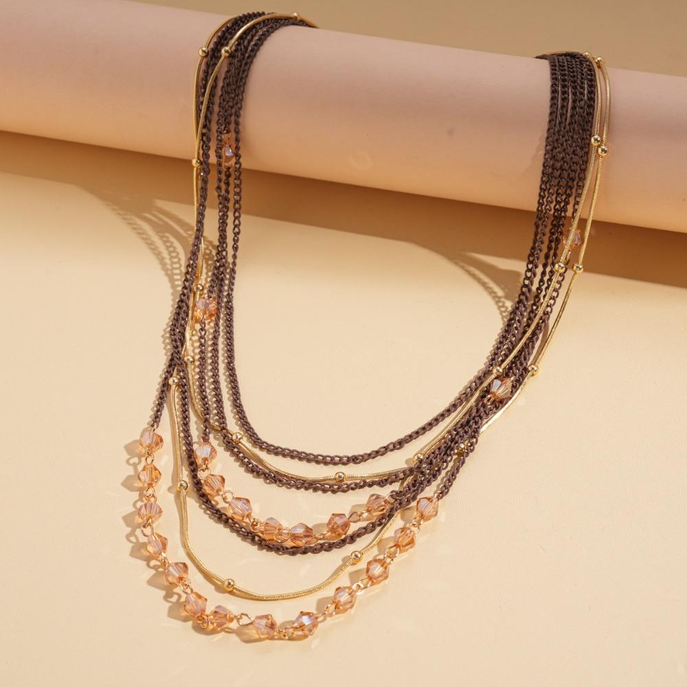 Multi-Layer Layered Statement Jewelry Black Silver Color Bohemian Party Accessories Women Gift кофейный