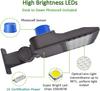 150W LED Street Light, 22,500LM 5000K Daylight White, Replaces 1500W Halide, AC100-277V, Dusk-to-Dawn Photocell, Shoebox Pole Li