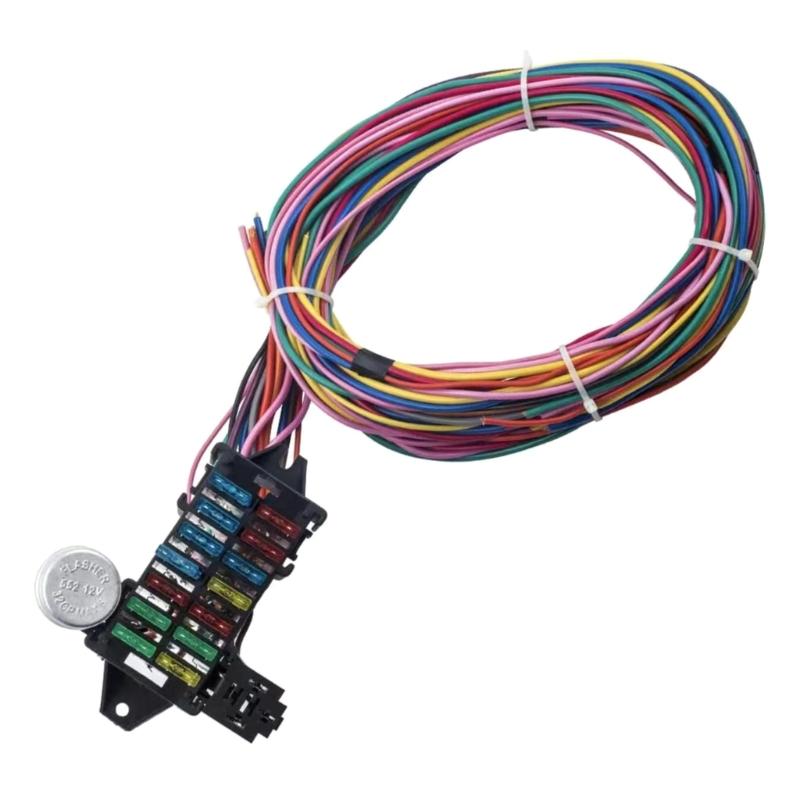 Universal 14 Circuit Wiring Harness Muscle Car Hot Rod Street-Rod XL Wire 12V Voltage-Circuit Harness Kit Repairing Tool