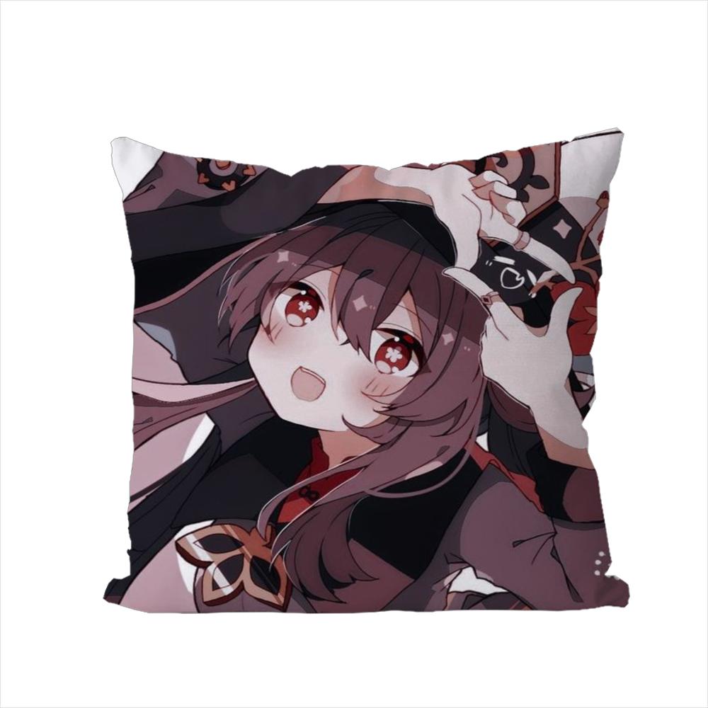 Genshin Impact Pillow Case For Car Sofa Decorative Home Doublesided Print Plush Square Throw Pillow Cushion Cover