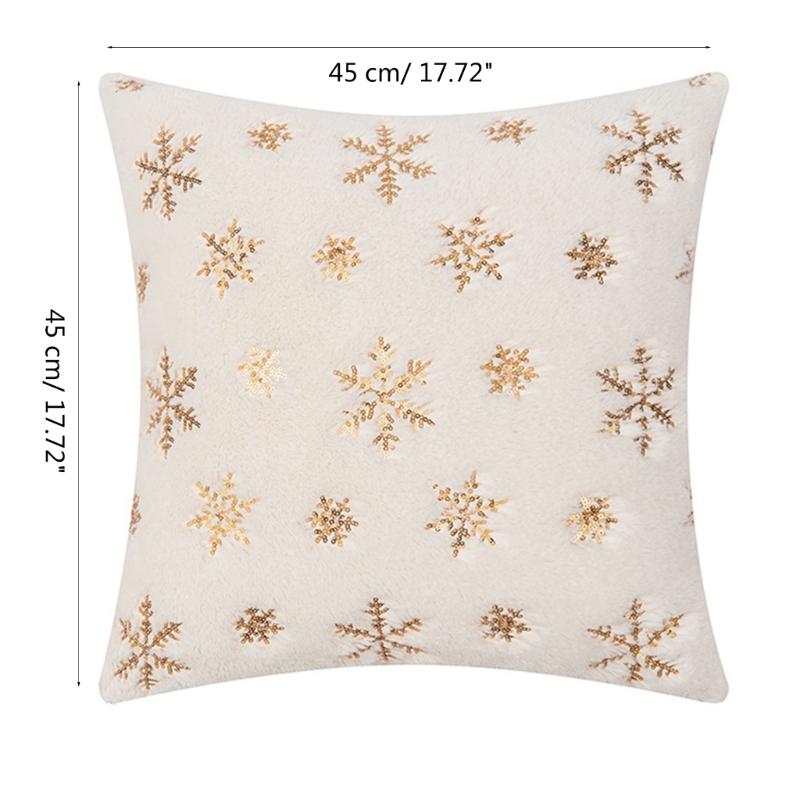 Snowflake Print Cushion Cover Sofa Couch Decoration Pillow Cover  Pillowcase Perfect for Christmas Decorations