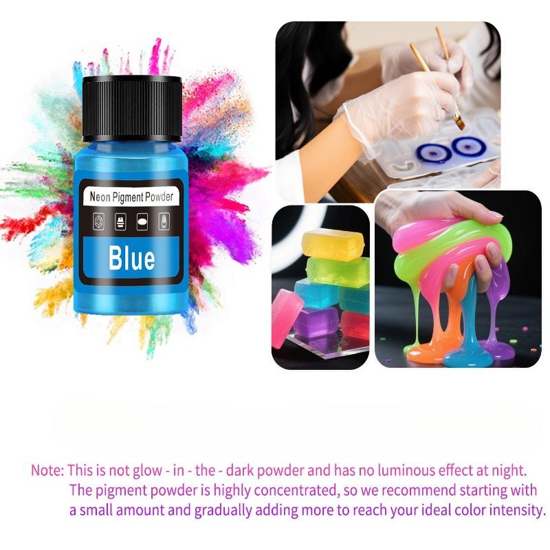 12-Color Neon Fluorescent Powder Kit 20ml Oil Water Dual-Use for DIY Resin Crafts Printing Art Pigments