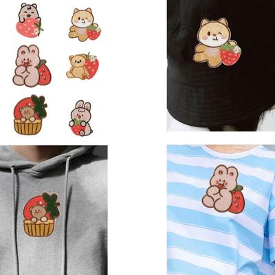 7 Pcs Rabbits Sew On/Iron On Patches Cartoon Bear Embroidered Patches Sewing Patches Applique Patches for Bag Decoration