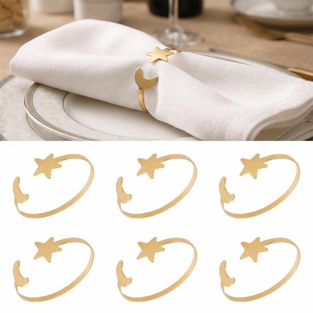 6PCS Minimalist Star Napkin Buckle Modern Serviette Ring  Hotel Decoration