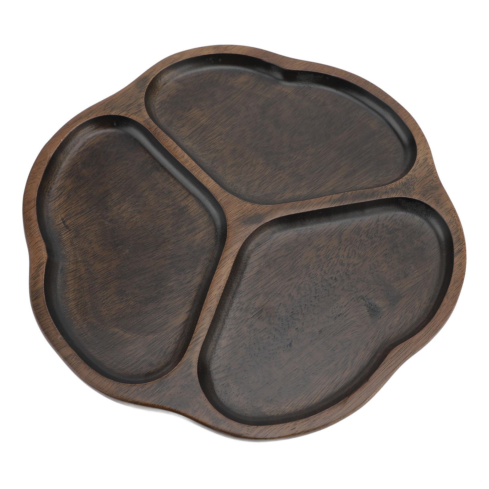 

Wooden Chip and Dip Tray 3 Compartments Divided Serving Tray Decorative Snack Platter Fruit Appetizer Serving Plate for L