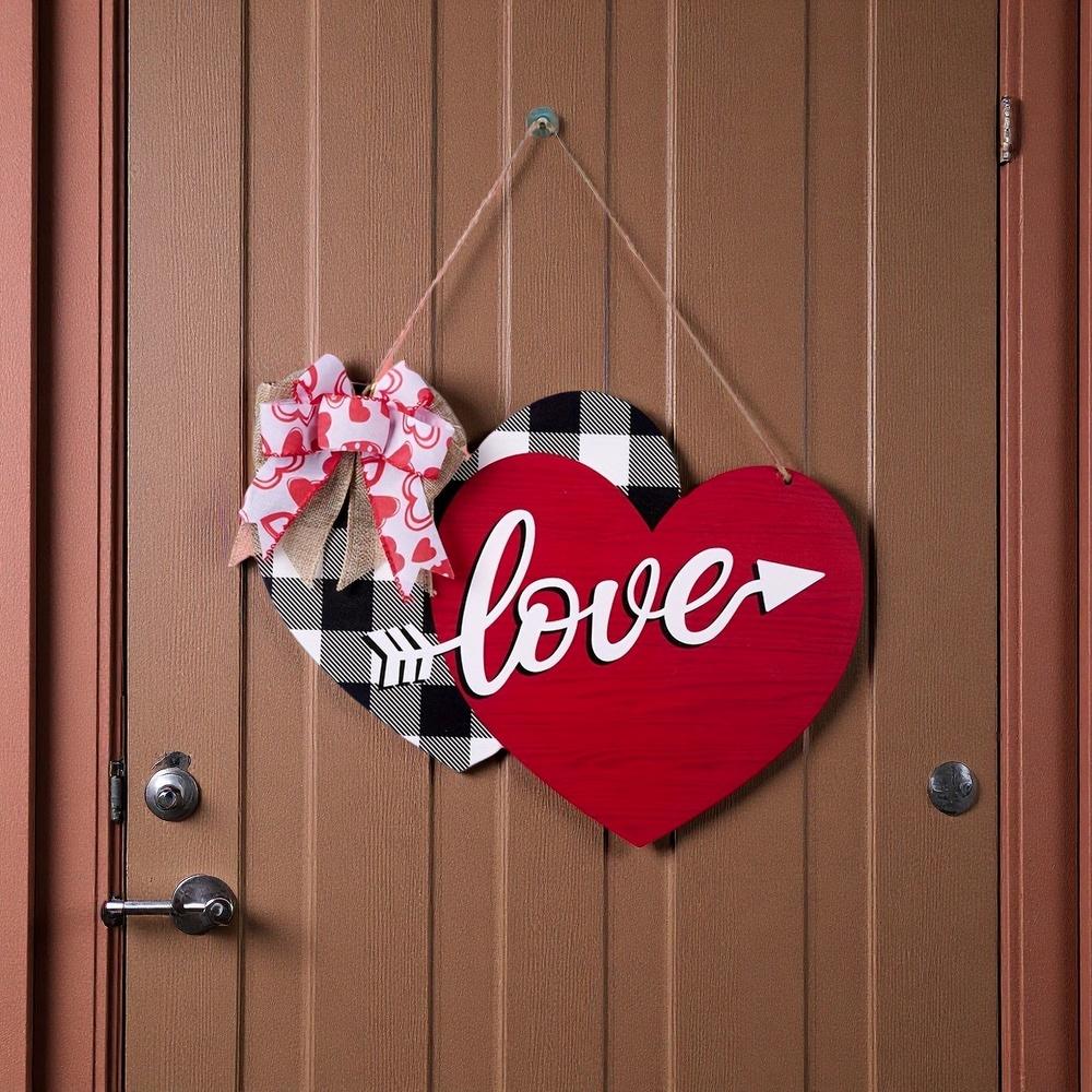 Valentine's Day Double Heart Wooden Hanging Ornament - Custom Door Sign  Wall Décor, Anniversary Gift wedding decoration