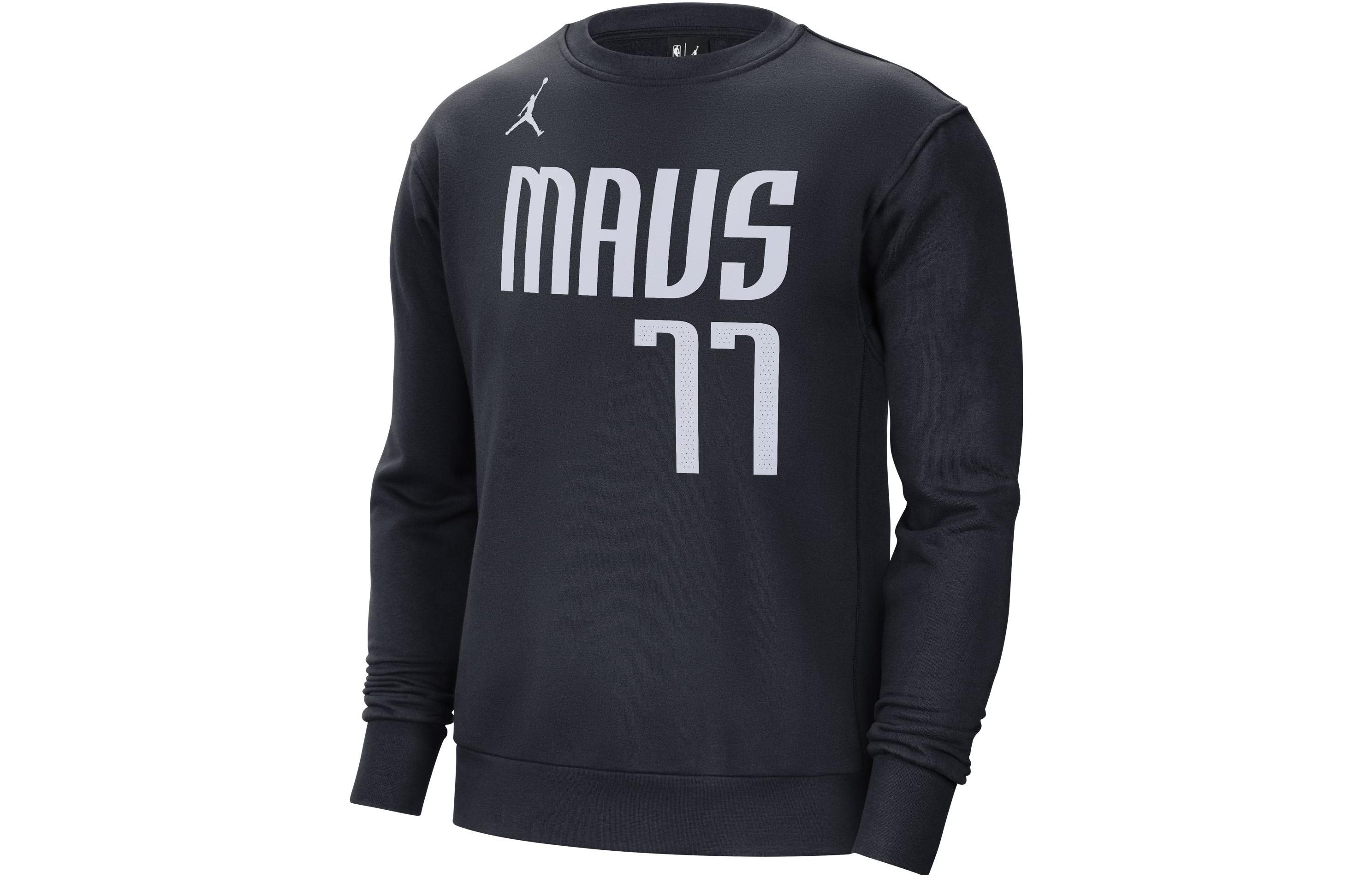 Jordan NBA Dallas Mavericks, Alphanumeric Crew Neck Casual Fleece Lined Sports Sweatshirt Men s Black DR2531-426 S