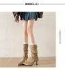 British Style Retro Fine High-heeled Pointed Short Boots Women's 2025 New Autumn with Skirt Height-increasing and Thin Stacking Boots