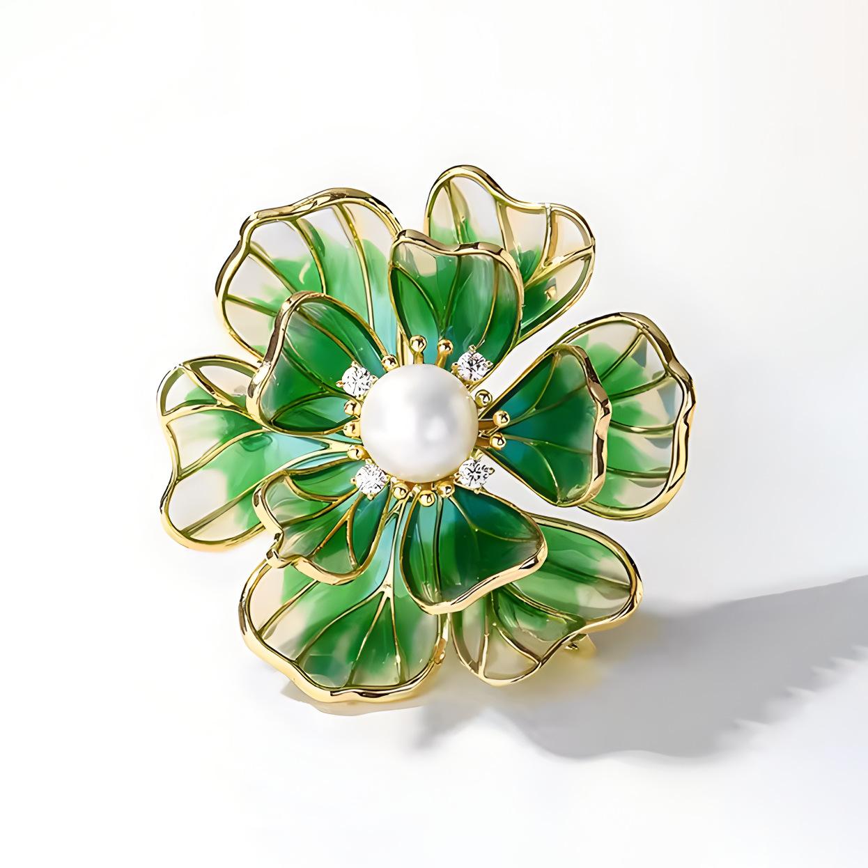 

Брошь Пион в китайском стиле, Высококлассный аксессуар для костюма для женщин, Булавка, Украшение для пальто, Зажим для воротника и Фиксация одежды зелёный