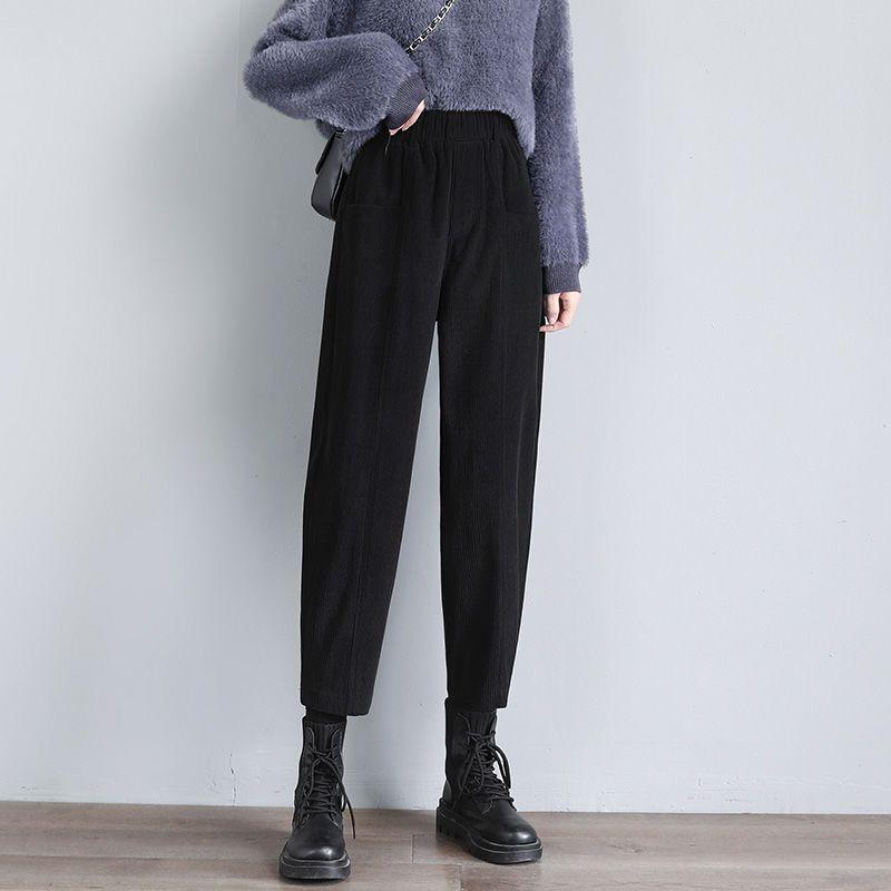 Pantaloni Harem di Peluche da Donna Autunno e Inverno Pantaloni di Velluto a Coste Pantaloni a Gamba Larga Pantaloni Spessi Casual