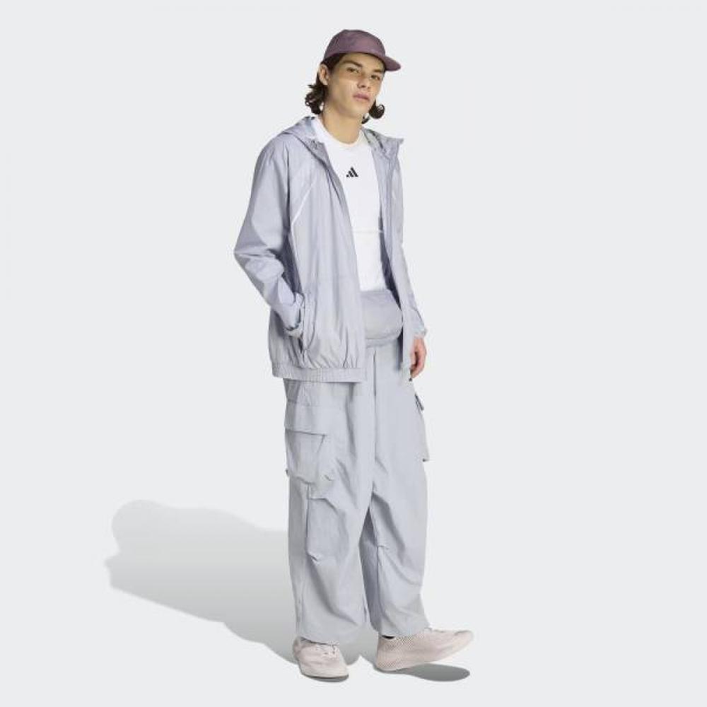 Adidas City Tech Windbreaker Pants Woven Loose Fit Grey