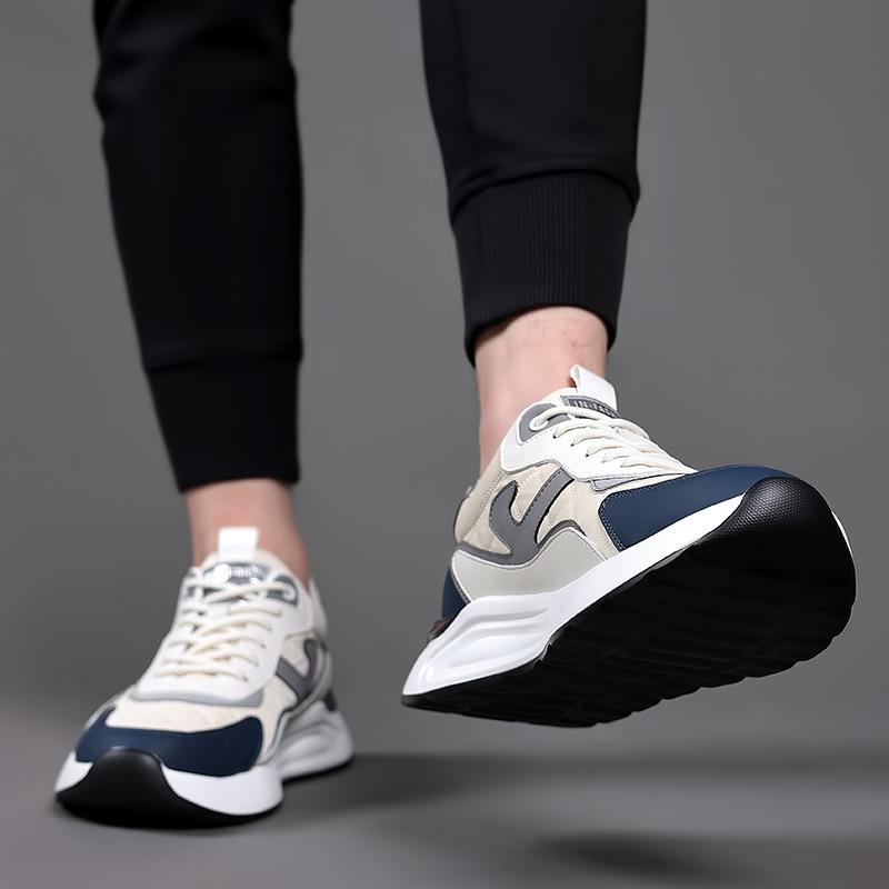 Men's casual shoes autumn and winter new leather sports thick soled running dad shoes casual sports men's shoes