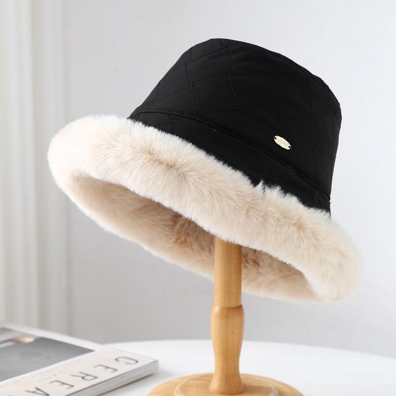 Women's Bucket Hat Winter Hats For Women Plush Fisherman Cap Simple Keep Warm Fashion Accessories Headwear