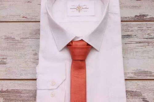 Orange Tie Leather Shirt Ties New Men's Premium Real Soft Light Weight Leather Neck