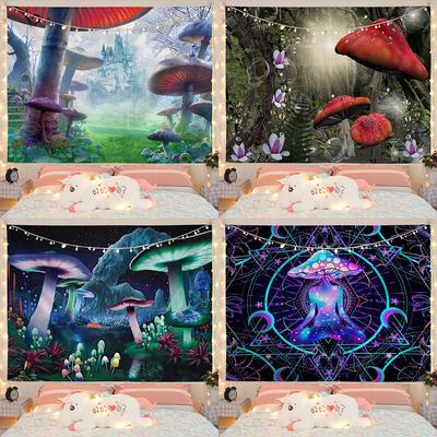 Zuhause Schlafzimmer Wohnzimmer Dekor Psychedelischer Pilz Abstrakt Wandteppich Kunst Decke Vorhang