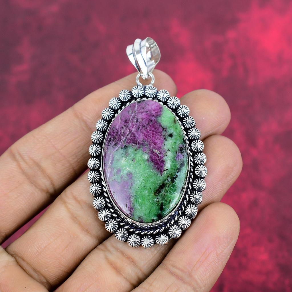 Joyería de Rubí Zoisita, Plata de Ley 925 Sólida, Encantadora Joyería de Piedras Preciosas, Colgante de Cadena Hecho a Mano, Regalo Para Chica