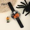 Comfortable Wearable Party Gear Stuffed Halloween Slap Bracelets for Kids, Plush Pumpkin Ghost Skull Cute Wrist Adjustable Resilient Steel Plate Band
