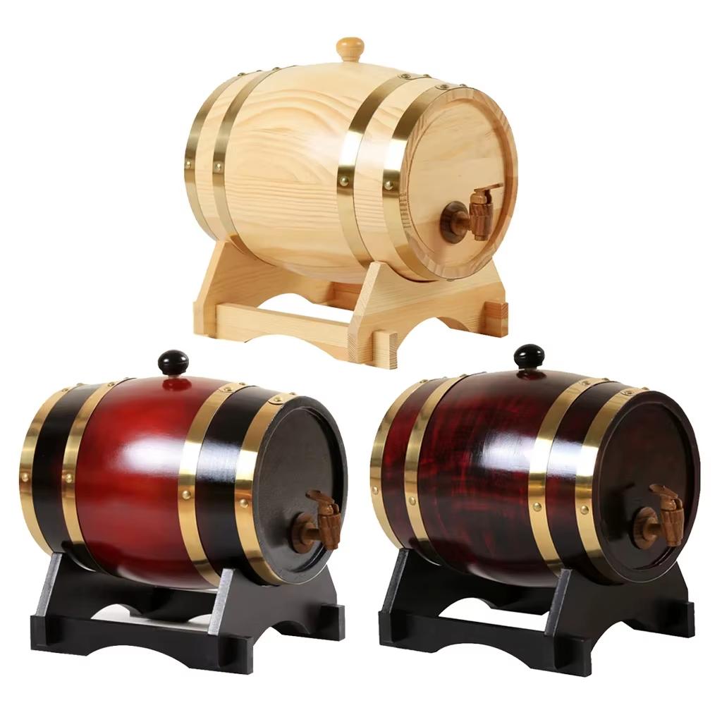 1.5L/3L Red Wine Barrel Vintage Whiskey Barrel Portable Wine Storage Container Home Decor Bar Tools Accessories