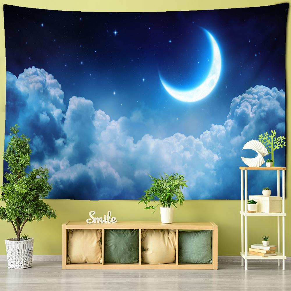 Psychedelic Night Of The Moon Tapestry Wall Hanging Bohemian Mysterious Night Art Dormitory Living Room Bedroom Home Decor