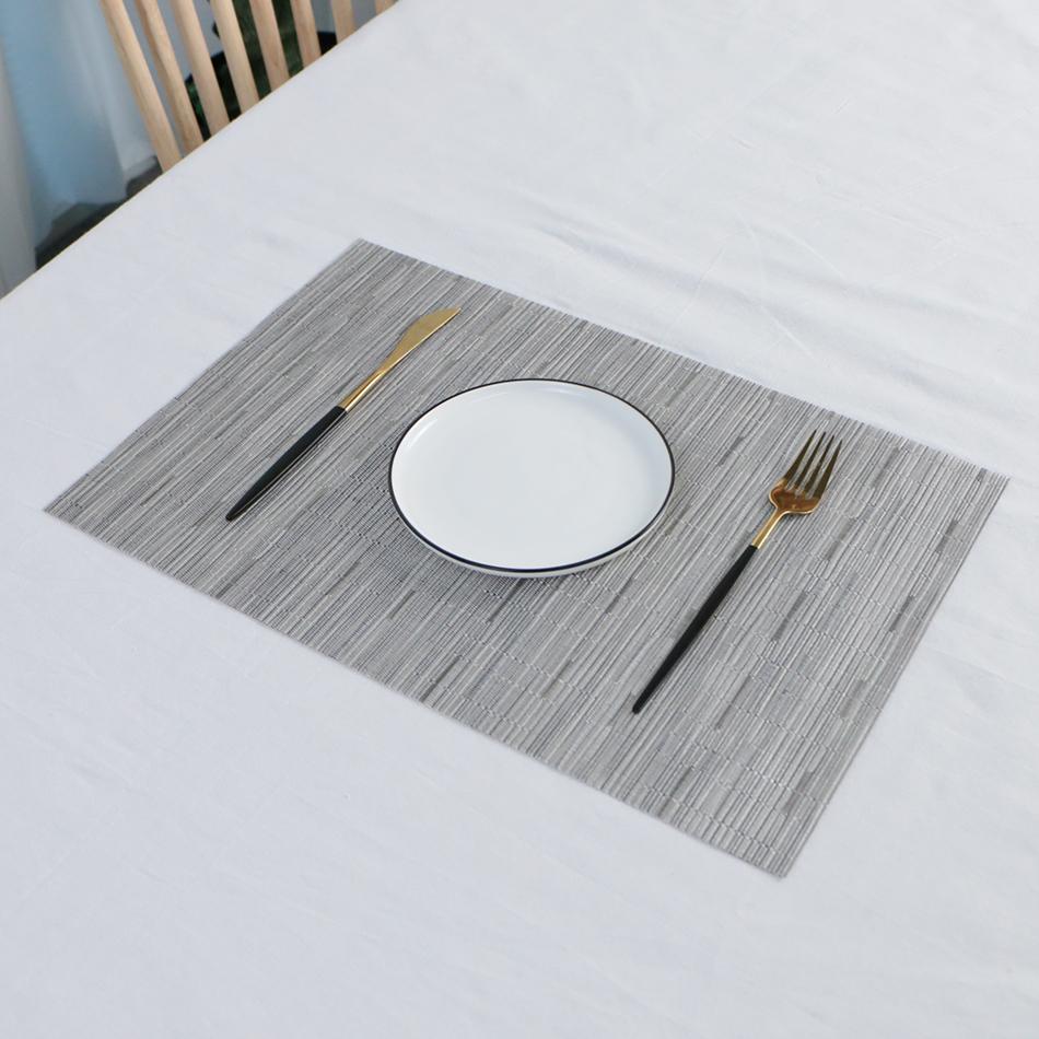 Placemats for Dining Table PVC Bamboo Pattern Table Mats Multiple Colors Non-Slip Heat Resistant Washable Easy to Clean