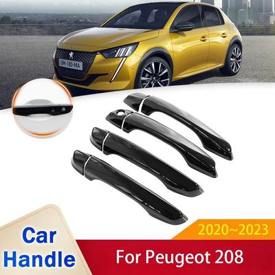 Pro Peugeot 208 MK2 P21 Lesklá černá Samolepky Kryt kliky dveří Záchytka Trim Ochranné doplňky do auta Gadgets