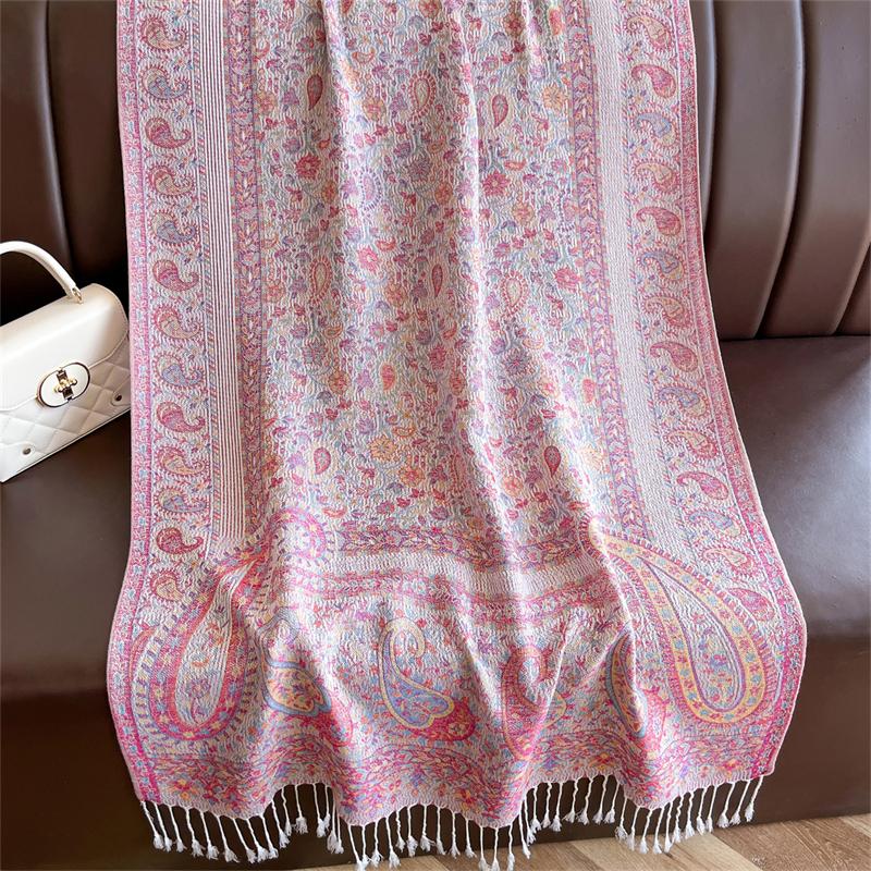 Bohemian Autumn Jacquard Pashmina Scarf Cashmere Women Paisley Design Floral Female Soft Thick Blanket Bufanda Warm Shawl Stole