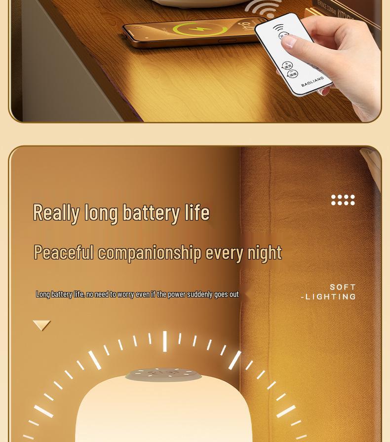 Eye-friendly LED Night Light: Bedroom, Dormitory, Desk & Bedside Lamp with Charging Function - Popular Atmosphere Lamp for Students