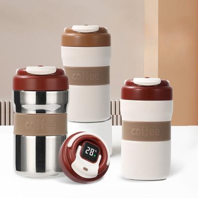 Taza de café de cerámica con interior y pantalla inteligente, taza con aislamiento de temperatura, para estudiantes, atractiva, para hombres y mujeres, portátil para oficina y automóvil