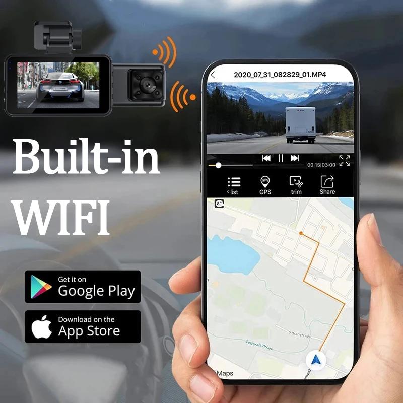 Camera For Vehicle 3 Lens 1080P WIFI Video Recorder 2Inch Rear View Camera Black Box Car Accessory Car Dash Cam For Car