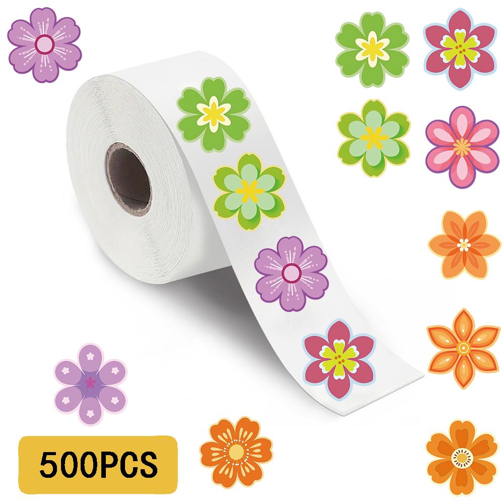 500pcs/roll Cartoon Flowers Sticker Notebook Cartoon Scrapbook Decor Waterproof Graffiti Cafe DIY Phone Stickers Gifts Decals