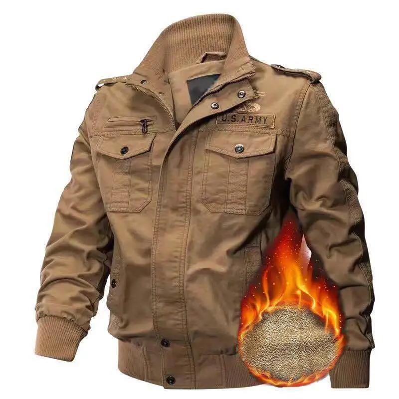 Jachetă de iarnă pentru bărbați, groasă, călduroasă, palton de cașmir, jachetă casual slim, outdoor, utilitară