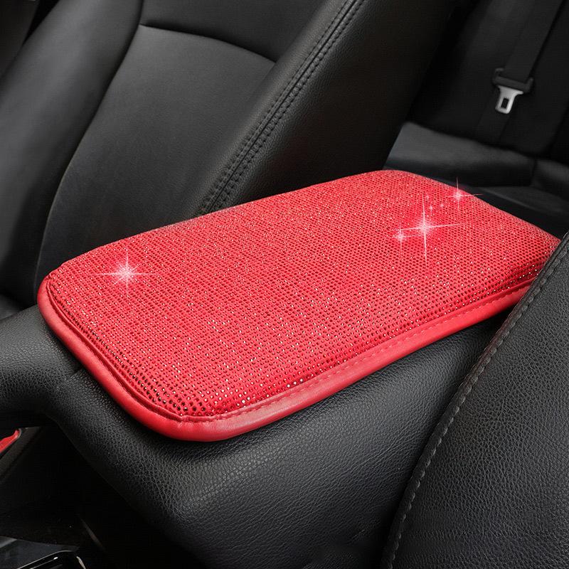Auto Center Console Pad Crystal Bling Car Armrest Seat Box Cover Protector Universal Fit Diamond Car Decor Accessories for Women