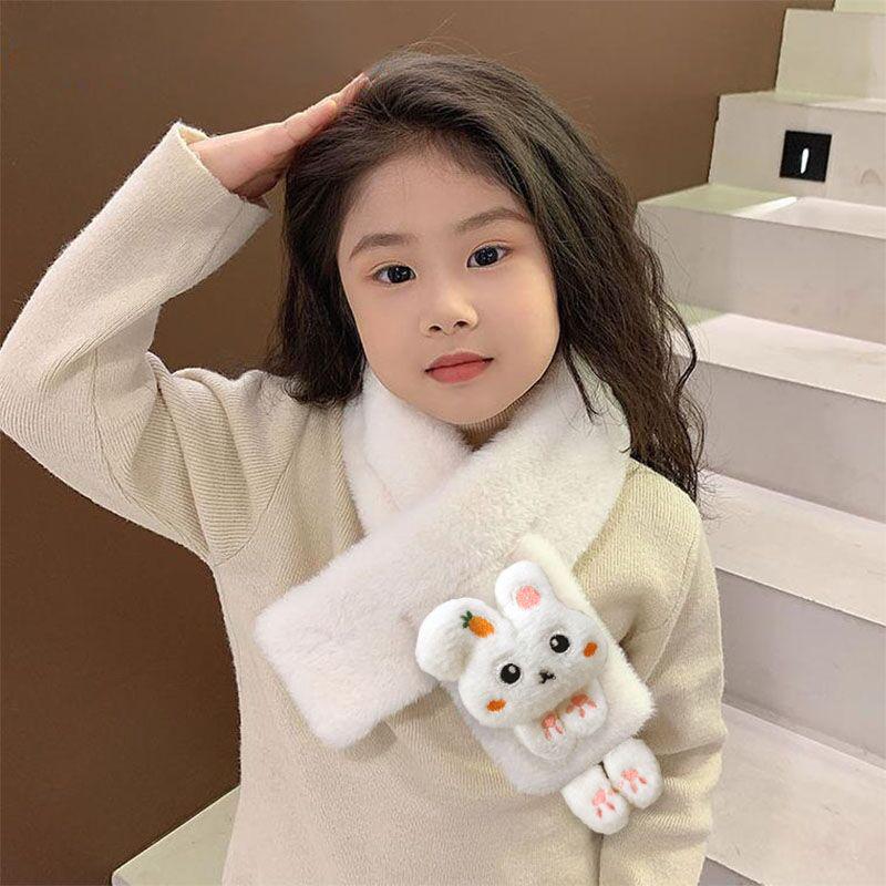 Korean Style Winter Plush Rabbit Scarf for Children: Cute, Thick, and Warm Neck Protector