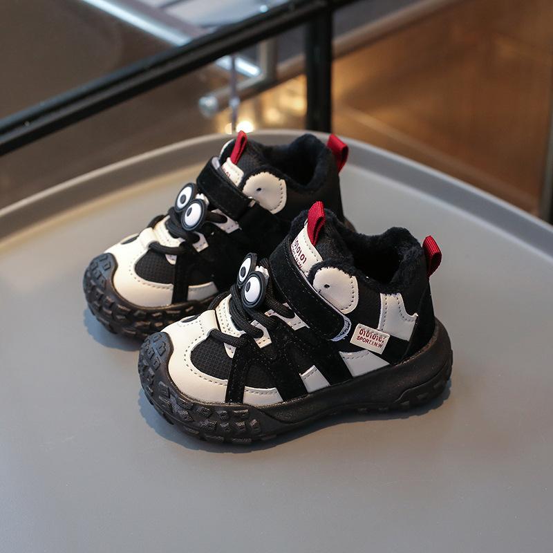 

Baby winter fleece-lined sneakers with leather surface25Trendy shoes for young children, boys soft-soled dad shoes, girls toddler shoes 31 чорний