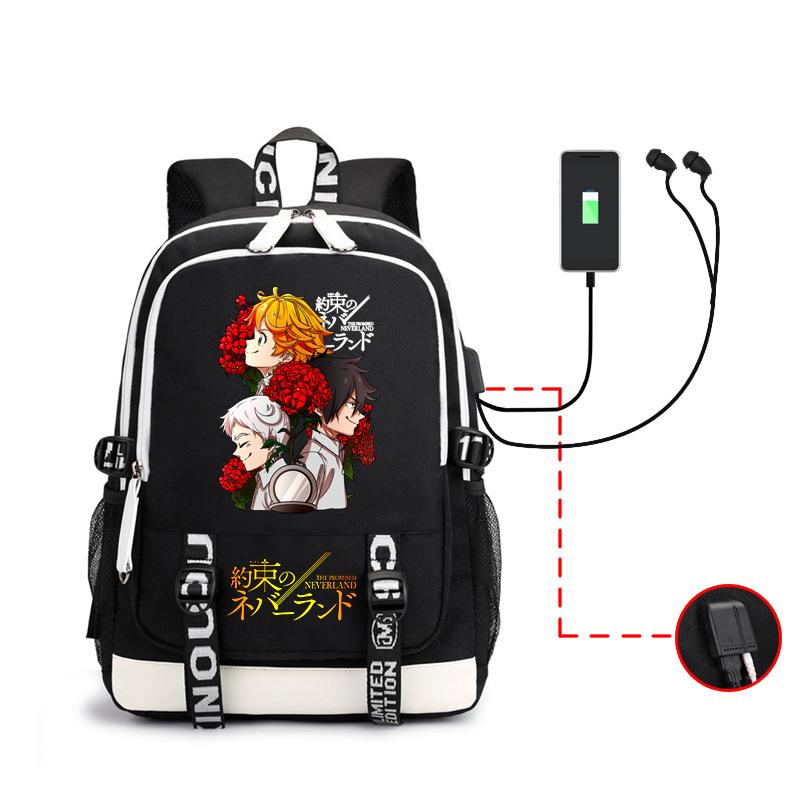 

Agreed Neverland Anime Peripheral Backpack Men S Large Capacity Outdoor Headphone Backpack 31*45*16cm