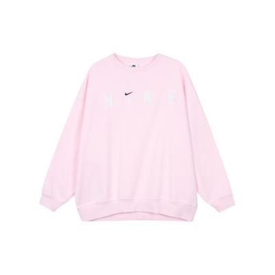 Ako W Nsw Cozy Flc Os Crew Neck Ležérna Voľná Americká Retro Mikina Dámska mikina Ružová FV4012-663