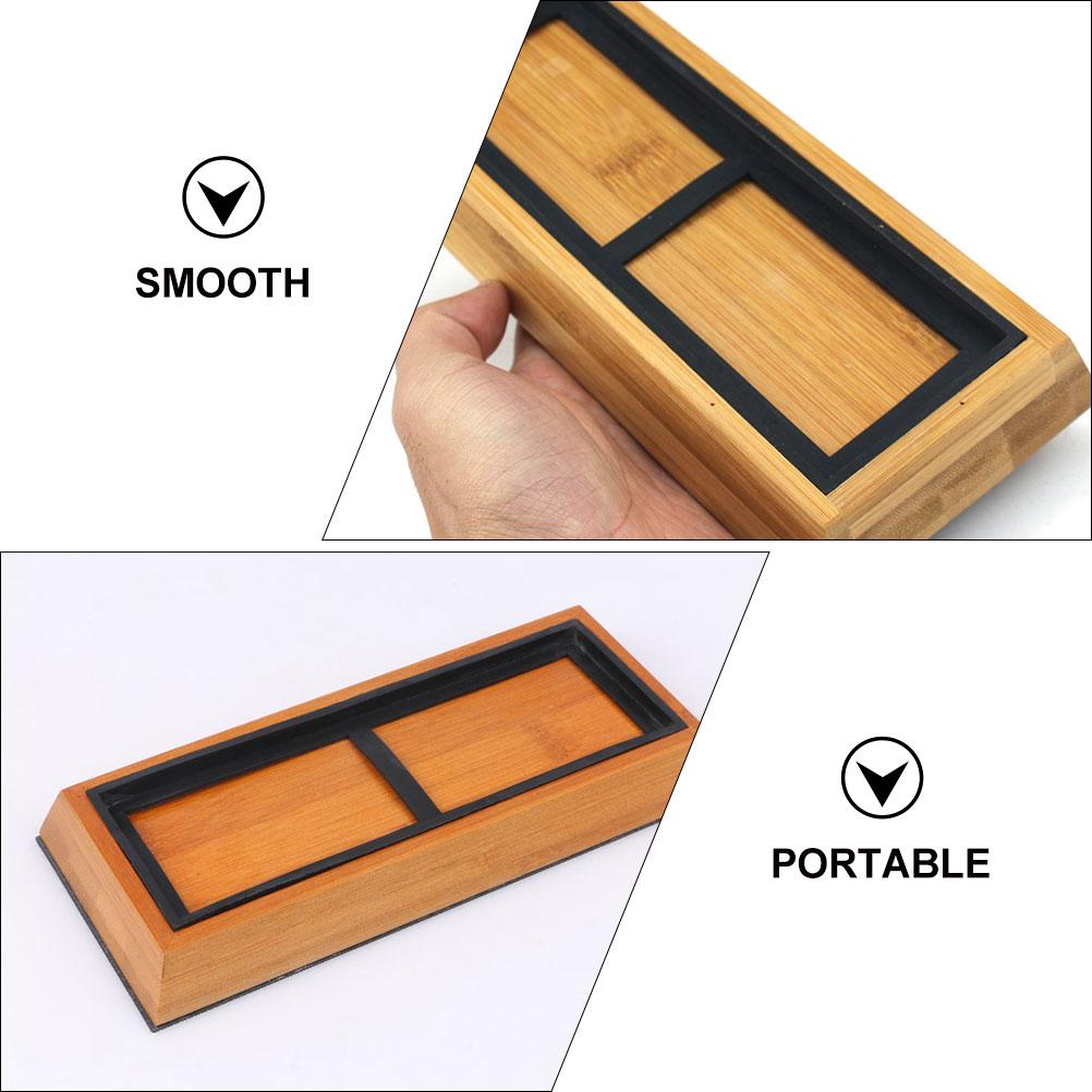 Household Bamboo Whetstone Non-slip Base Fixed Tray Kitchen Home Storage for Sharpening Sharpener Holder Stand Tool Accessory