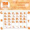 Qyeahkj 150 PCS Large 6" Font Letters and Punctuation Set Glitter Orange Classroom Alphabet Cutouts for Bulletin Board Home School a Great Helper to