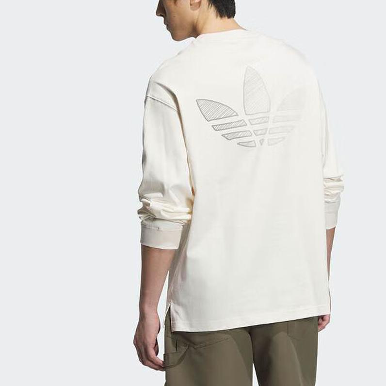 adidas Originals Logo Buchstaben Rundhals Langarm T-Shirt Herren Oberteile Weiß JL7500
