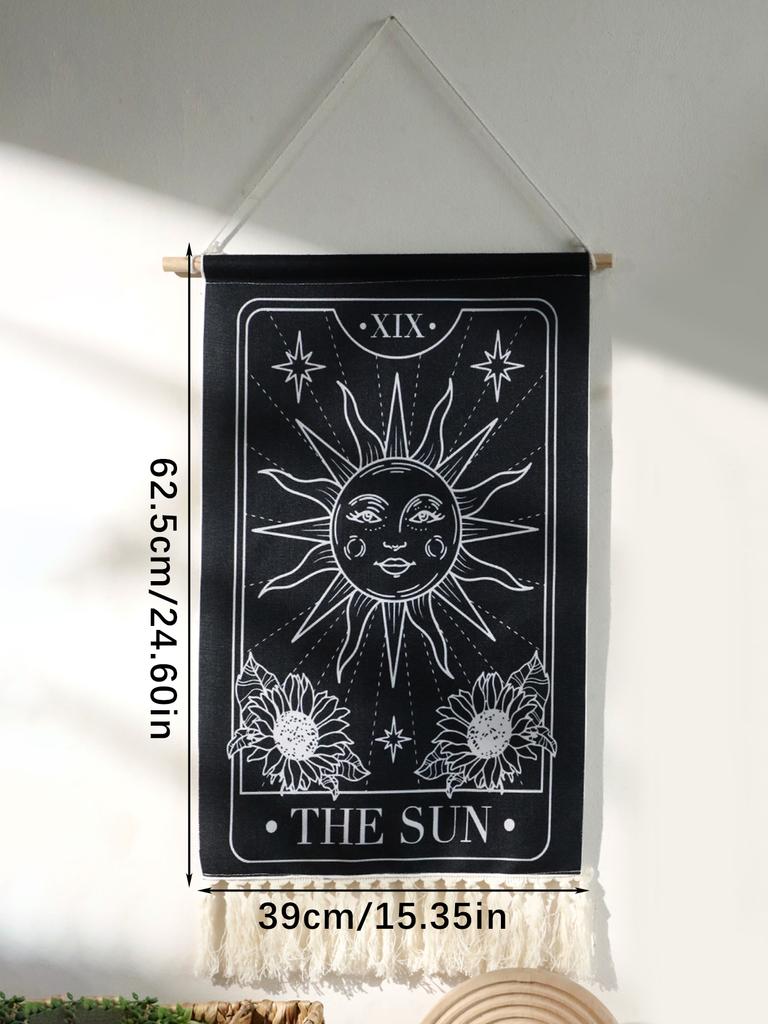 Black Sun Moon Tapestry Boho Bedroom Living Room Wall Decor Hanging Ornaments Aesthetic Room Decoration Crafts For Friend Gifts