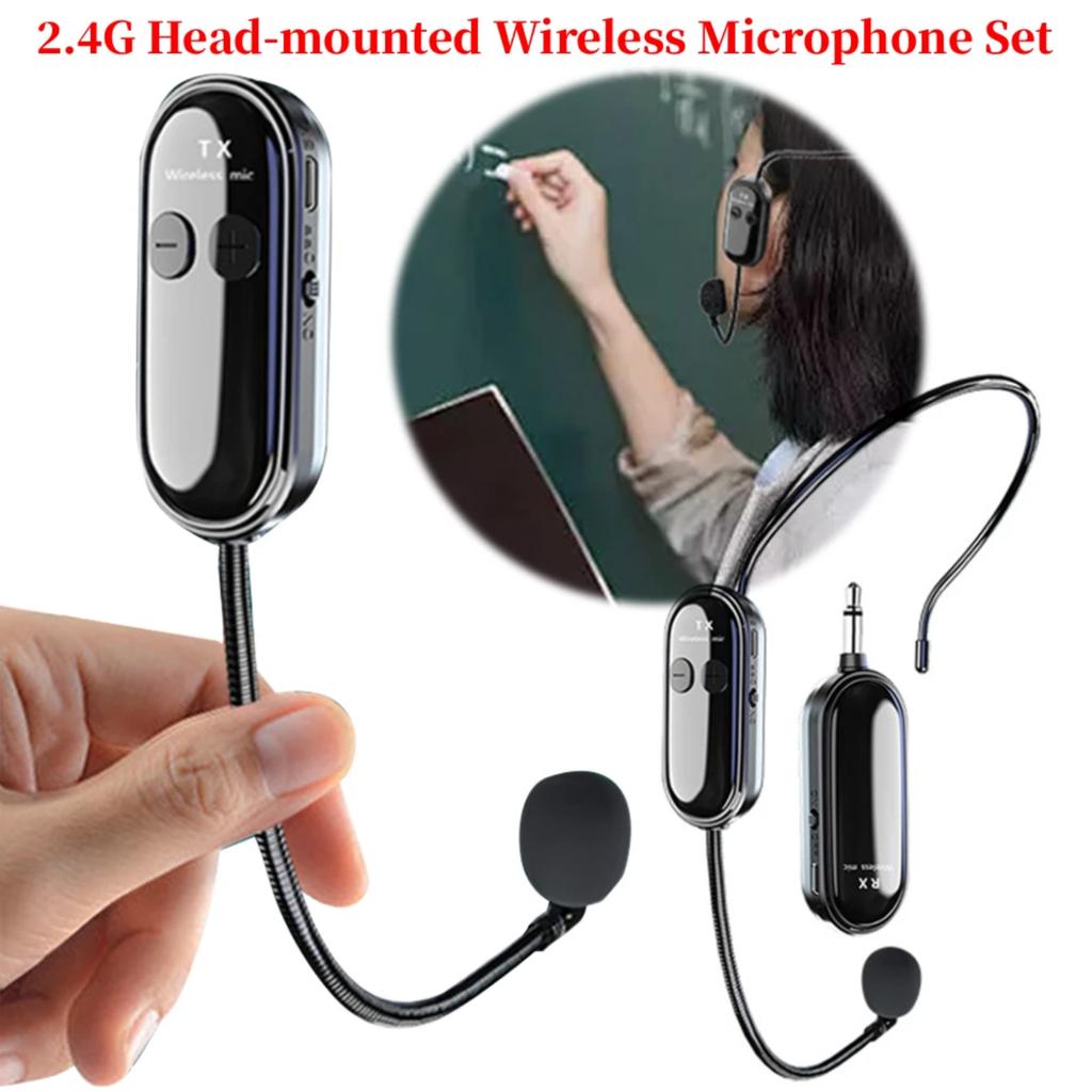 2.4G Wireless Microphone Headset Long Range Wireless Headset & Handheld 2 in 1 Mic Headset Mic for Teach Outdoor Speech