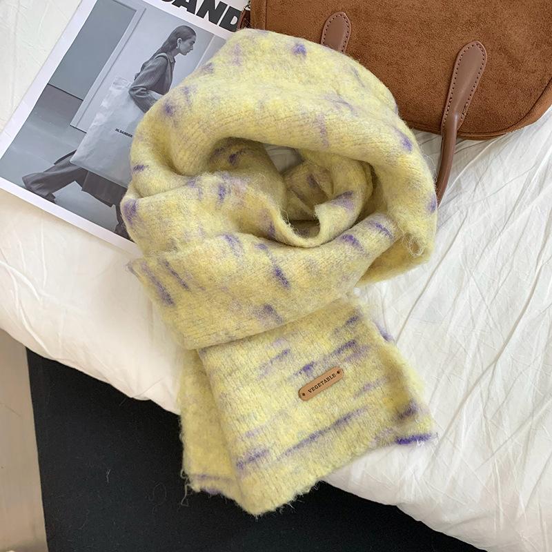 Scarf new thickened warm soft waxy blended women's scarf knitted wool scarf scarf scarf