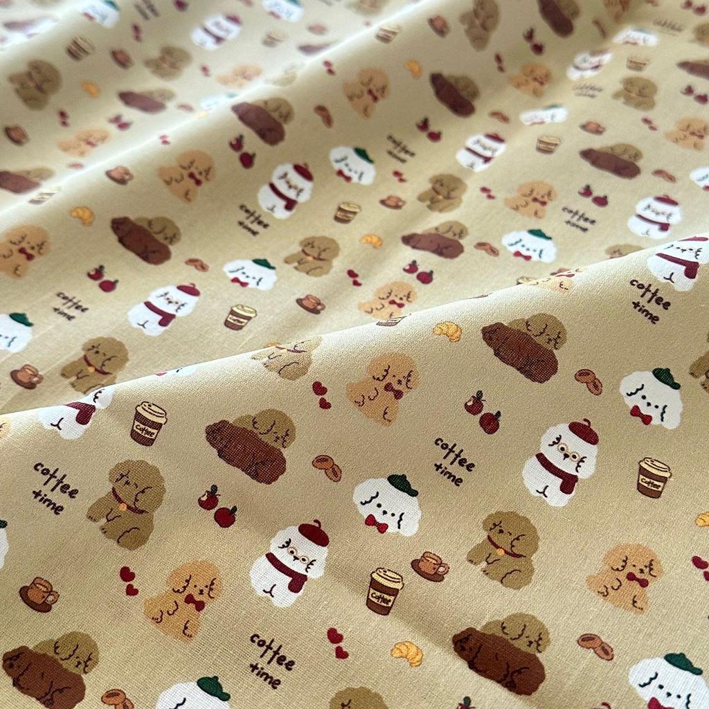 Korean Style Cartoon Animal Floral 100% Cotton Fabric for Women's & Children's Clothing, Family Outfits, Homewear & DIY Projects
