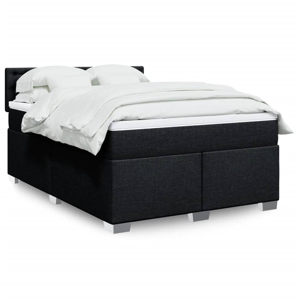 Vidaxl Continental Bed With Mattress, Black, Fabric 140X200 Cm