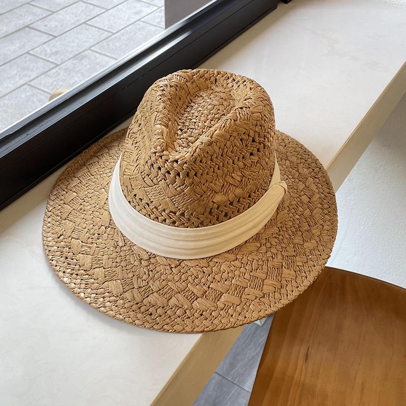 Summer Hat for Women Men Panama Straw Hats Travel Beach Sun Hat Wide Brim Fedora Jazz Hat UV Protection Holiday Hats