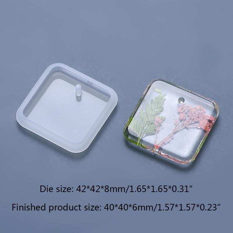 Geometric Love Heart Round Ellipse Square Rectangle Shield Shaped Pendant Mold UV Crystal Resin Perforated Silicone Mold