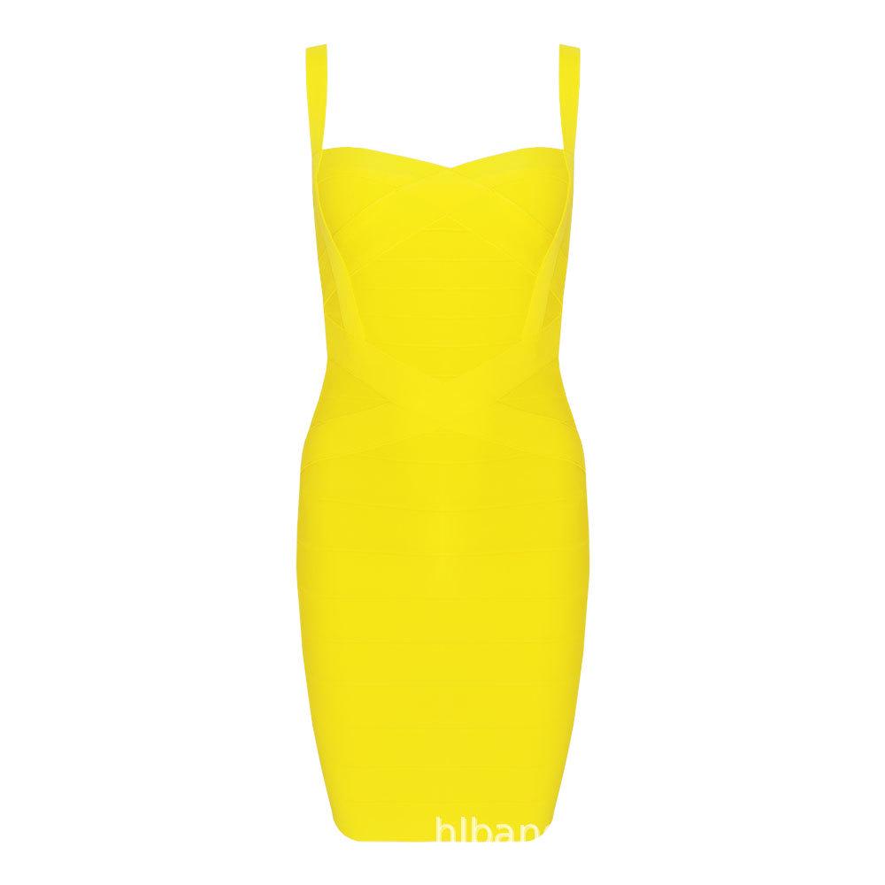 

Сексуальна еластична багатоколірна бандажна сукня-обтягувач на тонких бретельках - Мода для нічного клубу L