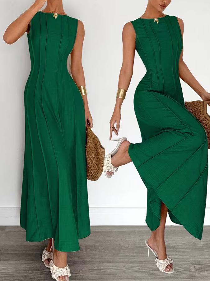 Europe and the United States Popular Women's Clothing New Sleeveless Elegant Pleated Dress